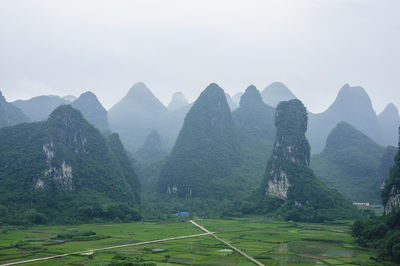 Scenic view of mountains against clear sky