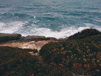 High angle view of beach