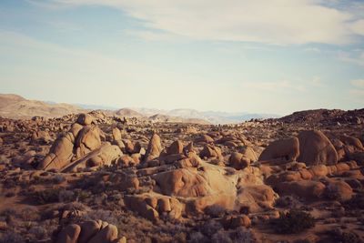 Rock formations in desert against sky