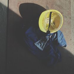 High angle view of drink on table