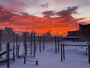 Scenic view of orange sky during winter