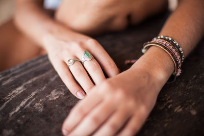 Close-up view of woman's hands