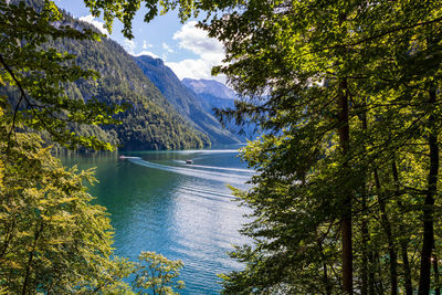 Beautiful lake königssee - view from malerwinkel in berchtesgaden, bavaria, germany