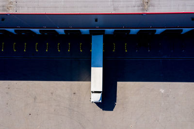 High angle view of truck parked by building