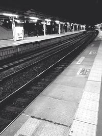 Railroad tracks at night
