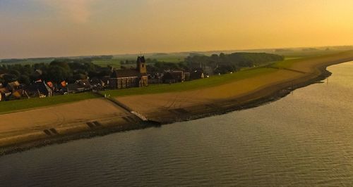 View of river at sunset