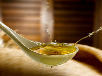 Close-up of drink in bowl on table