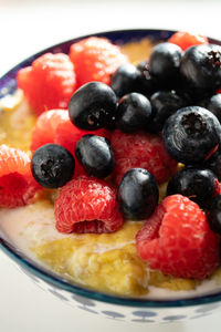 Close-up of strawberries in plate