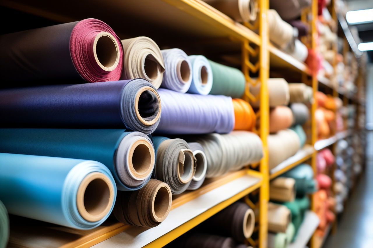 large group of objects, in a row, industry, multi colored, indoors, no people, abundance, variation, store, shelf, spool, retail, business, order, rack, textile industry