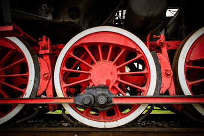 Close-up of red train