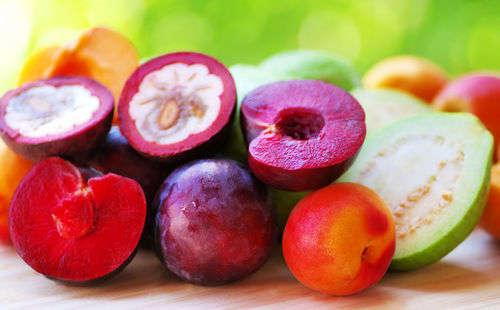 Close-up of fruits on table