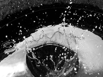 Close-up of water splashing in glass