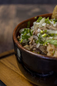 Close-up of food in bowl on table