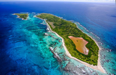 Aerial view of island in sea