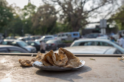 Discard of bad roti garbage in public area, delhi, india