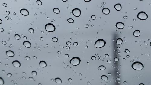 Full frame shot of water drops on window