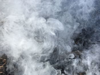 Aerial view of smoke against black background