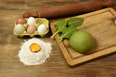 High angle view of food on table