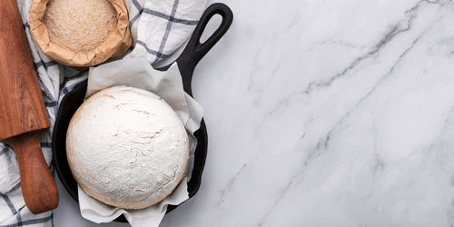 High angle view of ice cream on table