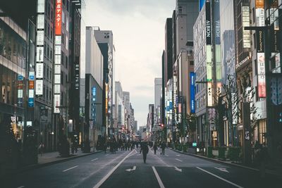 Panoramic view of city street and buildings