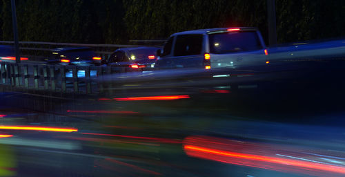 Blurred motion of traffic on road at night
