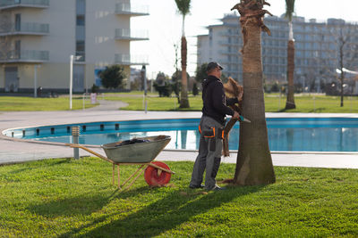 Man in swimming pool