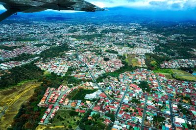 High angle view of cityscape against sky