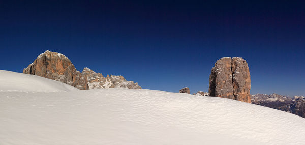 View of snow covered mountain against clear sky