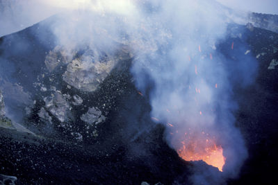 Aerial view of volcanic mountain