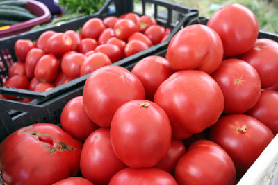 Tomatoes for sale at market stall