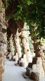 Low angle view of stone wall