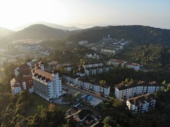 High angle view of townscape against sky