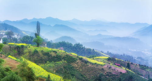 Scenic view of mountains against sky