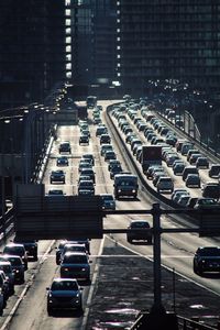 High angle view of traffic on road