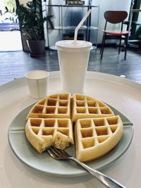 Close-up of breakfast on table