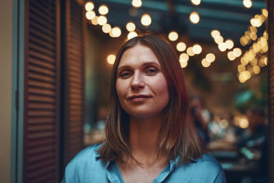 Woman portrait, in a cafe close up