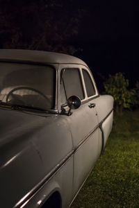 Close-up of car on grass