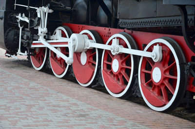 Close-up of red train