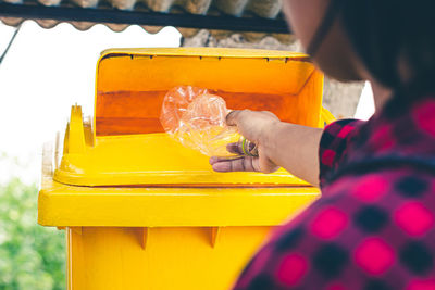 Close-up of person working