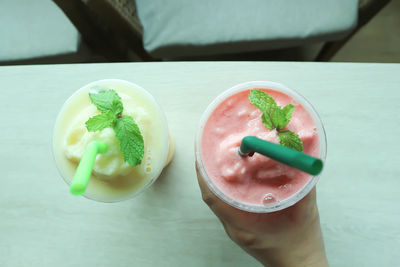 Close-up of hand holding ice cream