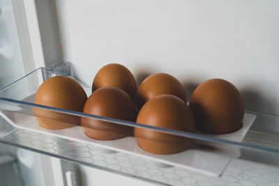 Close-up of eggs on table