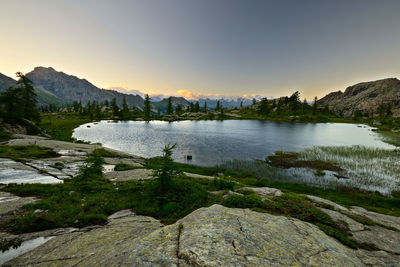 Scenic view of lake against sky