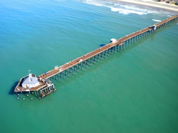 High angle view of swimming pool in sea