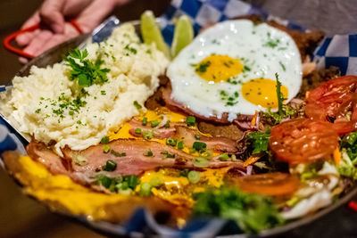 Close-up of food served in plate