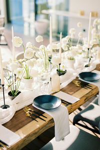 Close-up of place setting on table