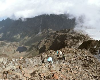 Beautiful views at the top of mount stanley, margherita glacier, lake bujuku and bujuku valley