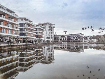 Reflection of buildings in water