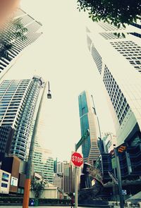 Low angle view of modern buildings against sky
