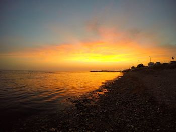 Scenic view of sea at sunset