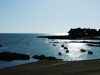 Scenic view of sea against clear sky